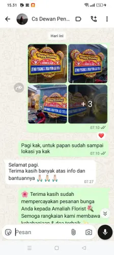 Testimonial Papan Bunga Pernikahan sukaseneng